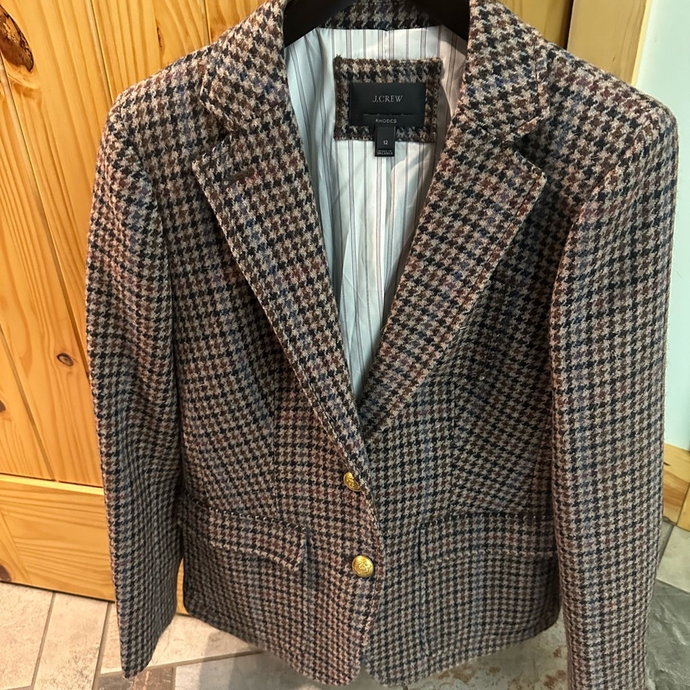 J. Crew Women's Classic Houndstooth Blazer - Black and Brown